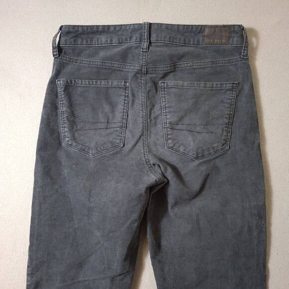 American Eagle Pants Womens 6 Gray Super Hi Rise Flare Corduroy Stretch Leg - Picture 11 of 11